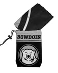 Black drawstring bag with 'Bowdoin' and bear logo on a white background