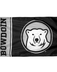 Flag with 'Bowdoin' text and bear logo on a black background