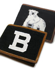 Needlepoint wallets with B and bear