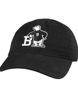 Black toddler's ball cap with cartoon bear embroidery.