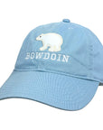 Light blue cap with white bear graphic and 'Bowdoin' text on a white background