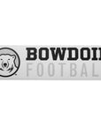 Rectangular white decal with black, white, and grey polar bear medallion next to BOWDOIN in black logotype over FOOTBALL in grey sans-serif type.