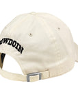 Back of off-white cap with 'Bowdoin' embroidered on the front against a white background