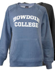 2 colors of women's angel fleece crews.