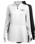 Women's black and white soft-fitting 1/4 zip pullovers.