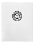 White folder with black Bowdoin seal imprint.