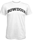 White t-shirt with 'BOWDOIN' printed in black on a white background