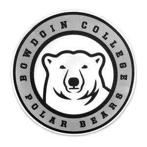 Round felt pennant with sublimated print of the Bowdoin College center ice medallion