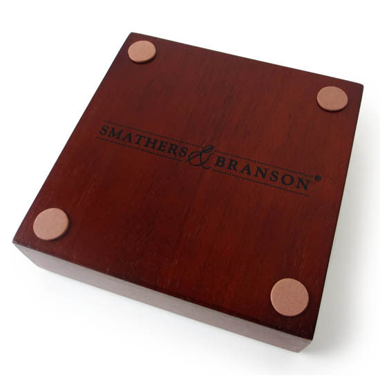 Bottom of coaster holder with Smathers & Branson logo.