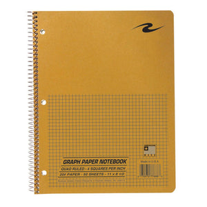 Spiral bound quad-ruled notebook with brown craft cover