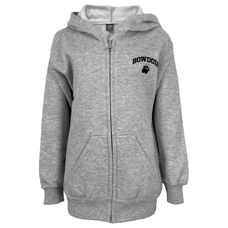 Youth FullZip Hoodie with Bowdoin & Paw from MV Sport The Bowdoin Store