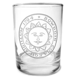 Clear glass with engraved Bowdoin sun seal.