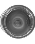 View of top of wine tumbler showing clear plastic lid.