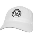 Relaxed twill baseball hat with embroidered Bowdoin polar bear mascot medallion in white.