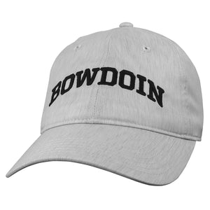 Pale grey hat with arched BOWDOIN embroidery in black