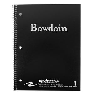 Black notebook with white Bowdoin wordmark on cover.