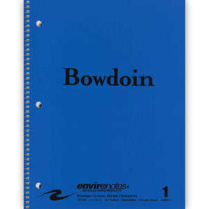 Blue notebook with black Bowdoin wordmark on cover.