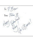 Back of Valentine card with printed "To" and "From" and sample handwritten text "Happy Valentine's Day! Go U Bears!"