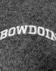 Closeup of white arched Bowdoin embroidery.