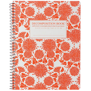 Coilbound Decomposition Book with cover image of sunflowers in orange on white.