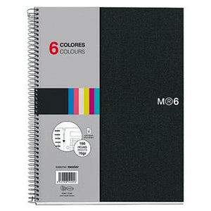 6-subject notebook with black poly cover.