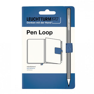 Elastic pen loop and packaging in denim blue