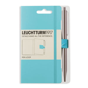 Elastic pen loop and packaging in light blue