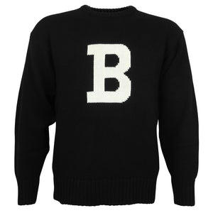 Black knit sweater with ivory B