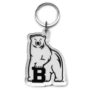 Clear Bowdoin polar bear mascot key tag