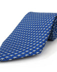 Blue silk tie with an all-over imprint of the Hyde Plaza polar bear.