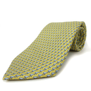 Yellow silk tie with an all-over imprint of the Hyde Plaza polar bear.