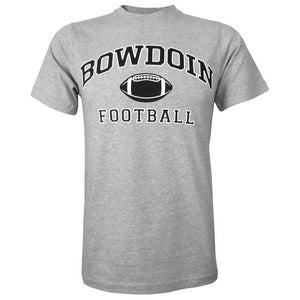 Heather gray short sleeved T-shirt with BOWDOIN arched over a football with the word FOOTBALL underneath.