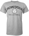 Heather gray short sleeved T-shirt with BOWDOIN arched over a volleyball and the word VOLLEYBALL underneath.
