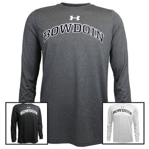 Montage of 3 colors of long-sleeved Bowdoin UA tees.