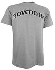 Oxford grey tee with black arched BOWDOIN imprint with white outline.