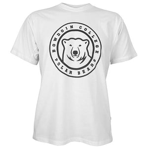 White T-shirt with Bowdoin polar bear medallion, surrounded by text BOWDOIN COLLEGE POLAR BEARS