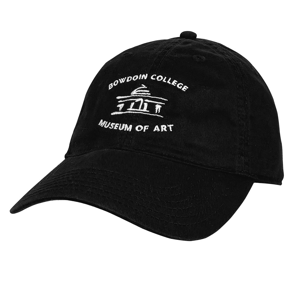 Black cap with 'Bowdoin College Museum of Art' logo on a white background
