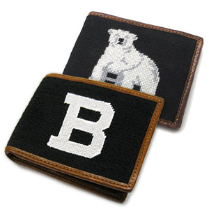 Needlepoint wallets with B and bear