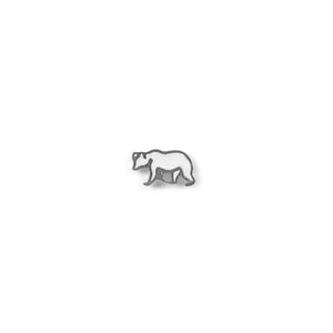 Silver and white enamel polar bear lapel pin.