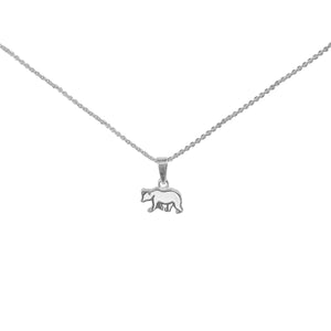 Sterling silver and white enamel polar bear pendant on silver necklace chain.