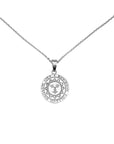 Silver necklace with Bowdoin College seal pendant.