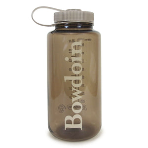 Mocha brown clear water bottle with light mocha colored cap and wordmark imprint.