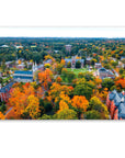 Postcard of an arial view of the Main Quad at Bowdoin College in the fall.