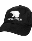 Black cap with white bear logo and 'Bowdoin' text on a white background