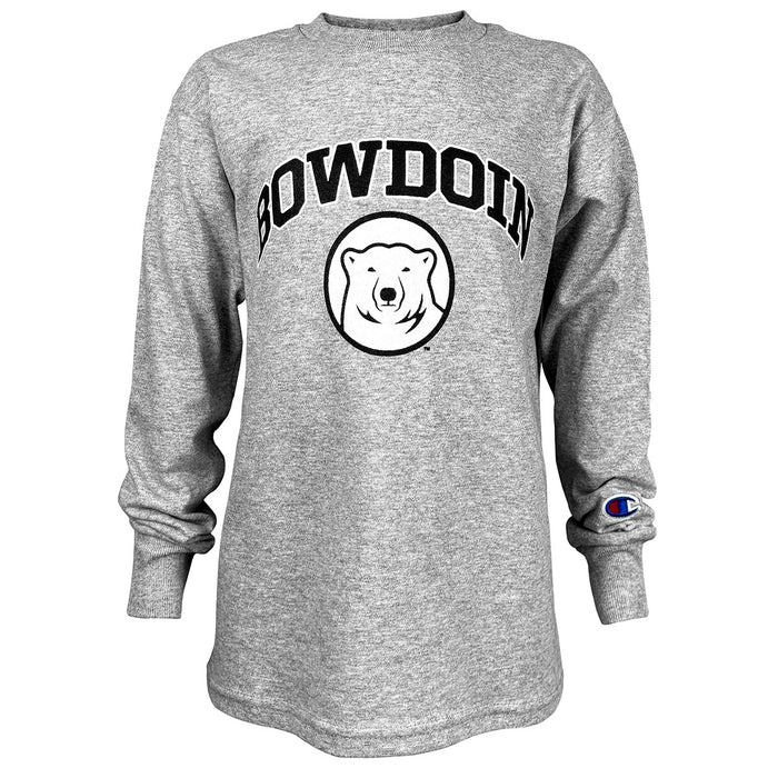 Youth Long-Sleeved Tee with Bowdoin & Bear Medallion from Champion