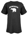 Dark gray heathered t-shirt with 'Bowdoin' and a polar bear graphic on a white background