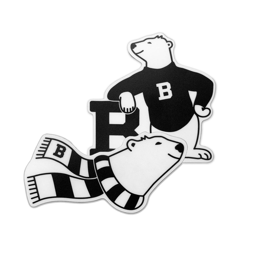 Bowdoin Spirit Bear stickers with scarf and with sweater