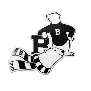 Bowdoin Spirit Bear stickers with scarf and with sweater