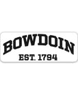 White sticker with Bowdoin arched over Est. 1794 in black.