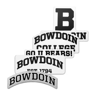 5 types of Bowdoin text stickers.